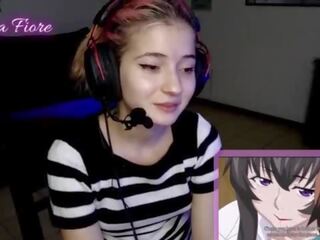 18yo youtuber gets randy watching hentai during the stream and masturbates - Emma Fiore