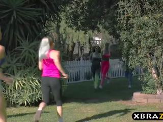 Huge boobs pornstars chasing that big D immediately shortly after jogging