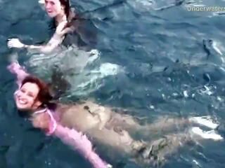 3 ajaýyp girls swim and have fun in the sea, xxx film cb