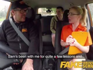 Fake Driving School Exam failure leads to marvellous tempting blonde car fuck