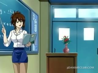 Anime School Teacher In Short Skirt shows Pussy