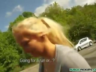 Amateur blonde go for jog then analized